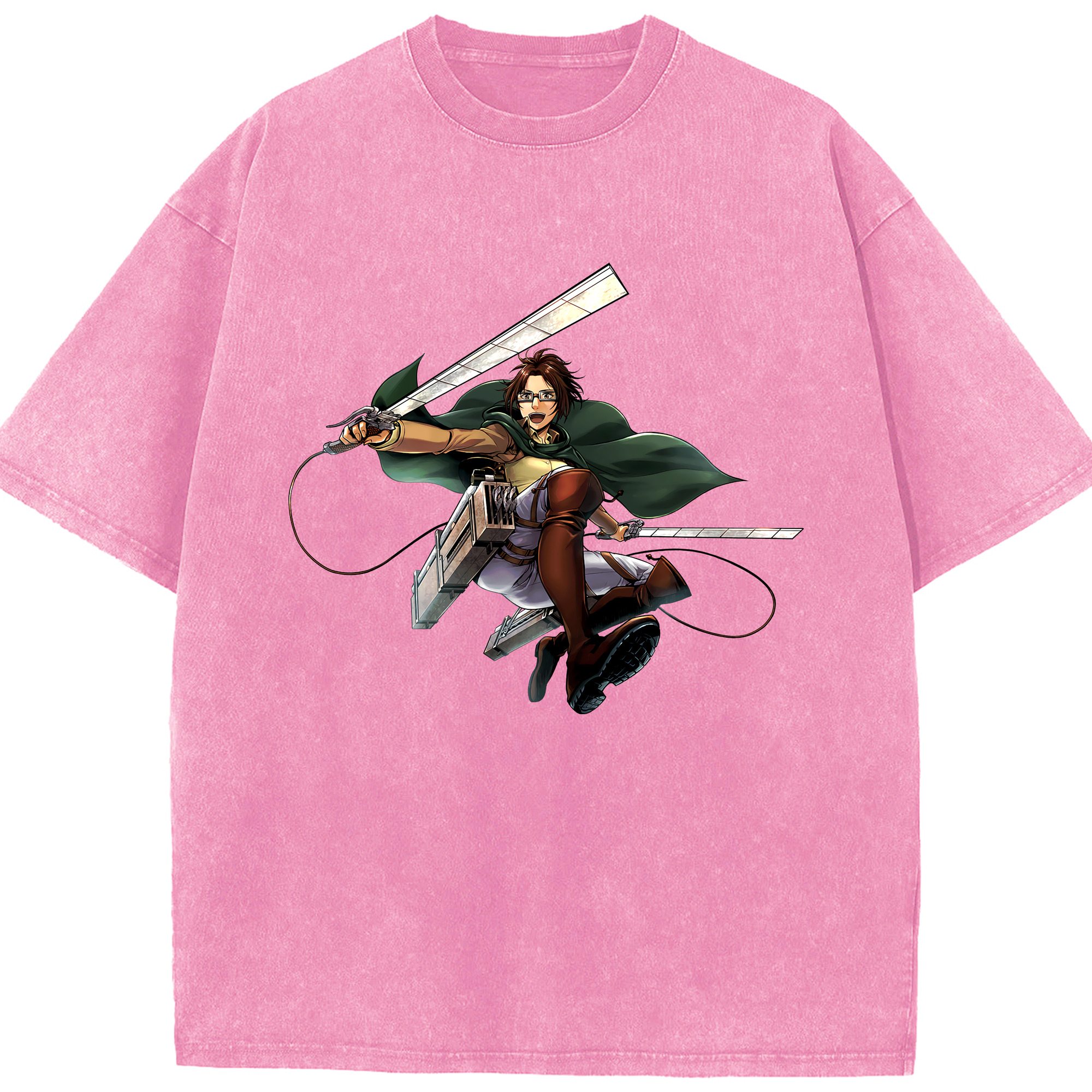 （画像用） 進撃の巨人 ハンジ·ゾエ Attack on Titan Hanji Zoe 綿100% ヴィンテージ風 半袖Tシャツ（フロントプリント）
